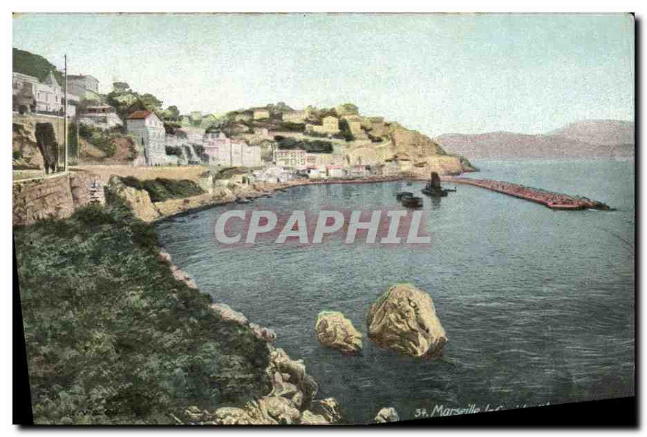 Marseille - Le Coudoulet — vue du port et des maisons en pente — éditeur L.V. & Cie