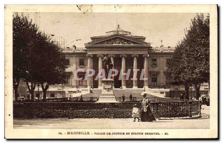 CPA Marseille Palais De Justice Et Statue Berryer
