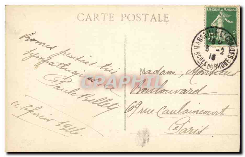 CPA Marseille Rue Cannebiere Petit louvre — Rückseite