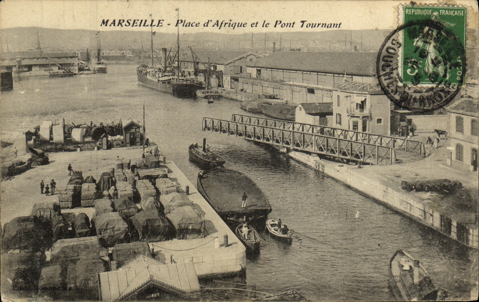 Marseille - Place d'Afrique et le Pont Tournant — Éditeur : B. Boubou — N° 809