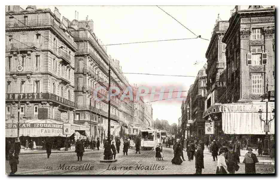 CPA Marseille La rue Noailles Tramway