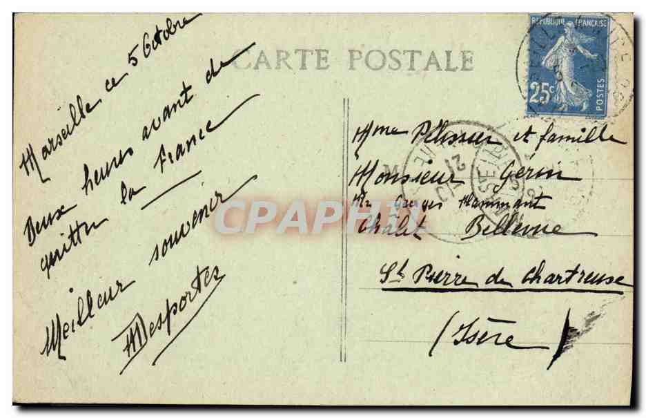 CPA Marseille Chateau d If Bateau — Verso