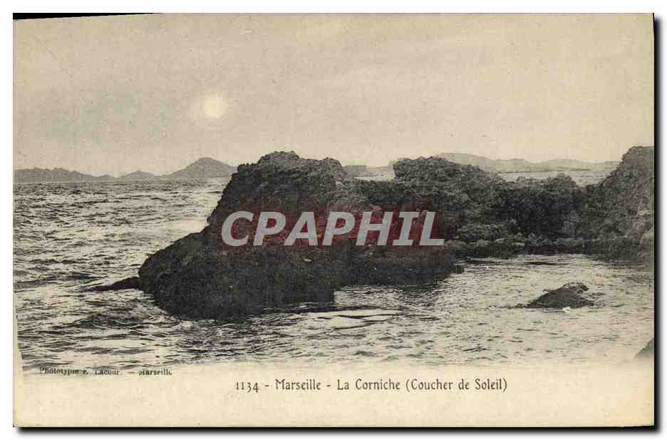 CPA Marseille La Corniche Coucher de soleil