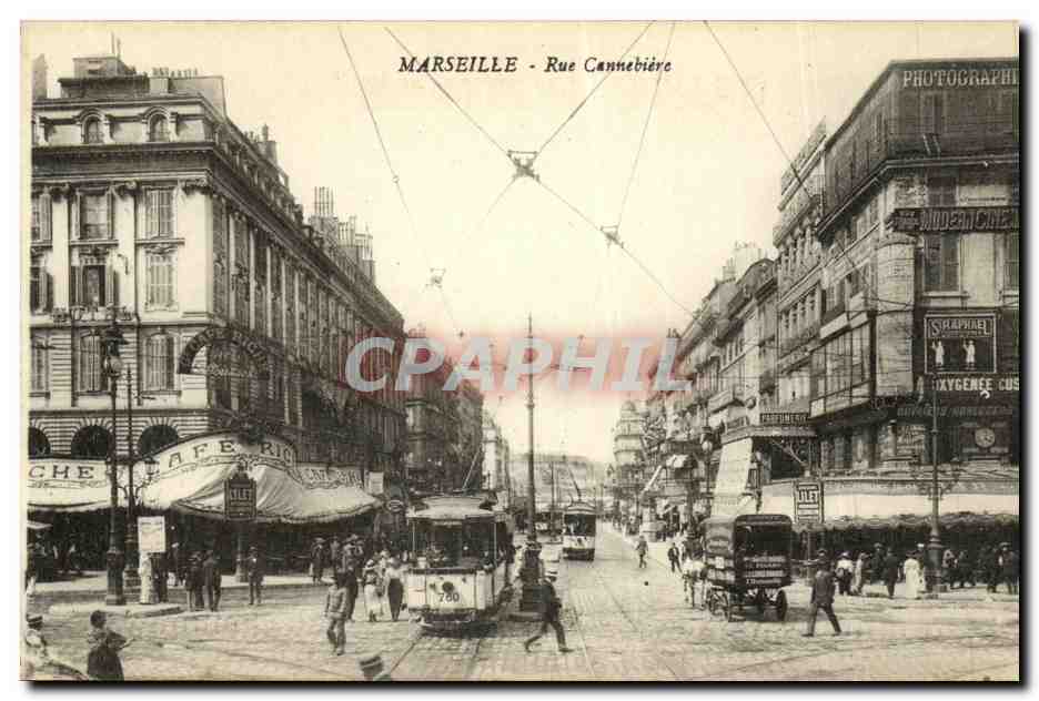 CPA Marseille Rue Cannebiere Tramways
