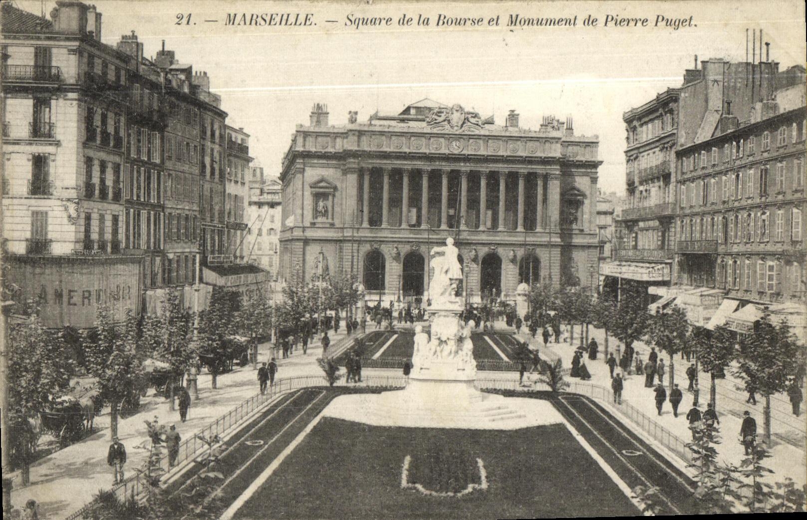 CPA Marseille Square de la Bourse et Monument de Pierre Pugel