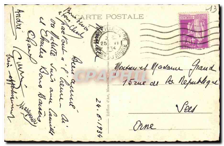 CPA Marseille Les Ports vue artistique  — Rückseite