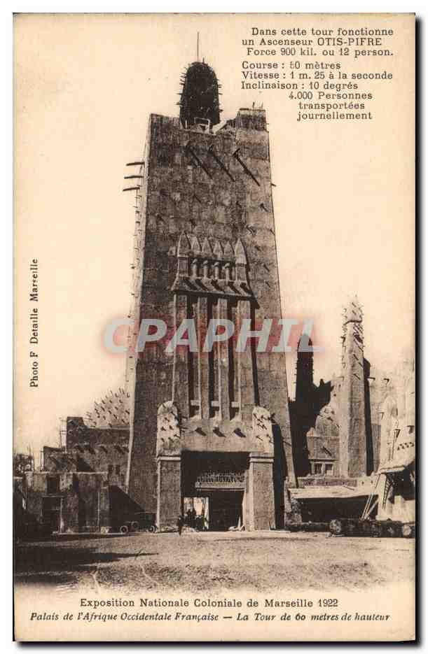 CPA Exposition Nationale Coloniale de Marseille 1922 palais de l afrique occidentale La tour