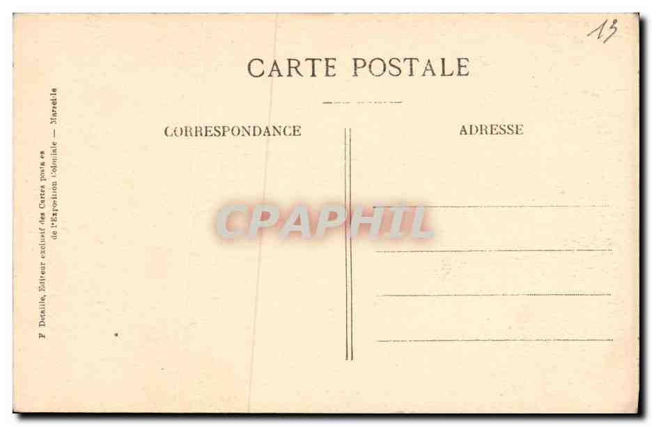 CPA Exposition Nationale Coloniale de Marseille 1922 palais de l afrique occidentale La tour — Rückseite