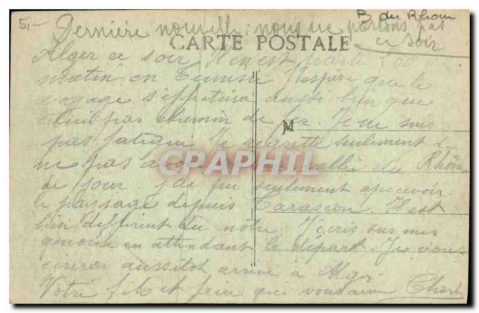 CPA Marseille Quai des Forges Bateaux — Verso