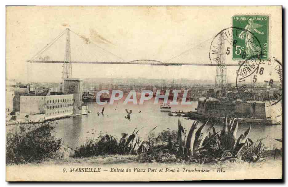 CPA Marseille Entree du Vieux Port et Pont a Transbordeur 
