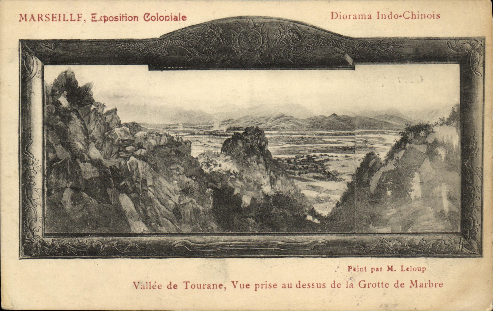 CPA Marseille Exposition Coloniale Diorama Indo Chinois Vallee de Tourane Vue prise du dessus de la grotte de marbre