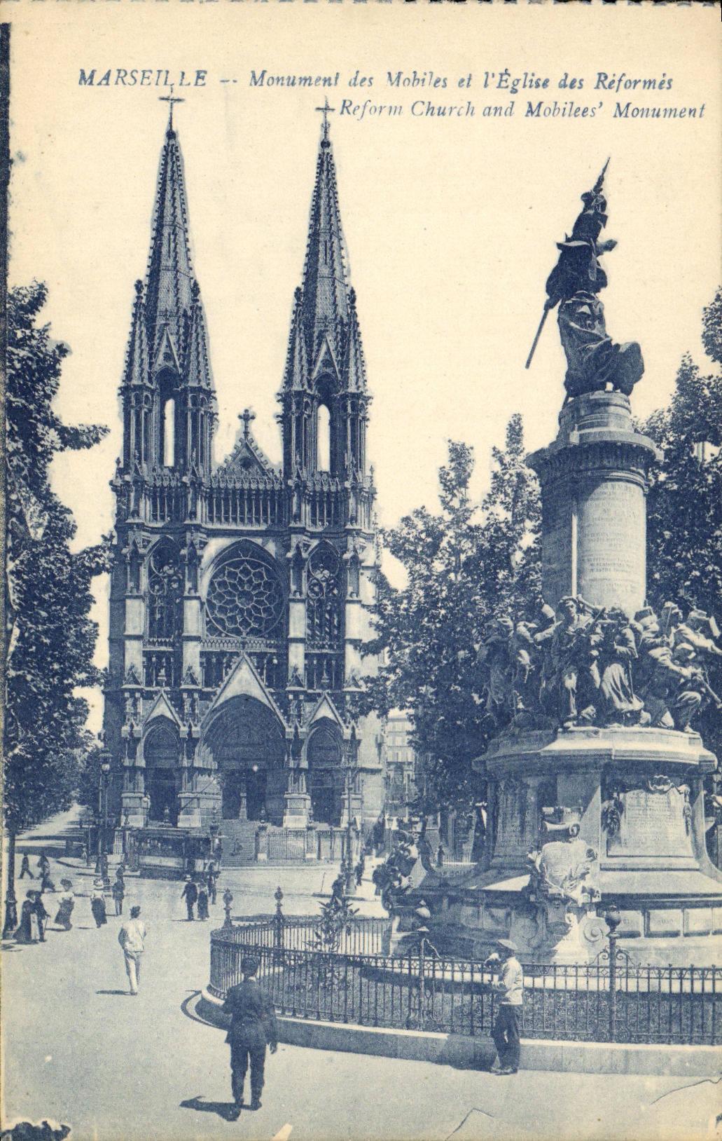 CPA Marseille Monument des Mobiles et l Eglise des Reformes