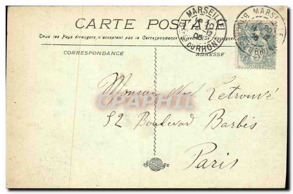 CPA Marseille Coucher de Soleil Bateau — Verso