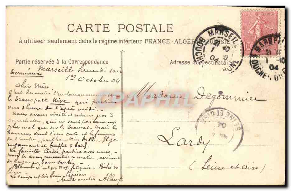 CPA Marseille Marseille a Travers les Pins — Rückseite