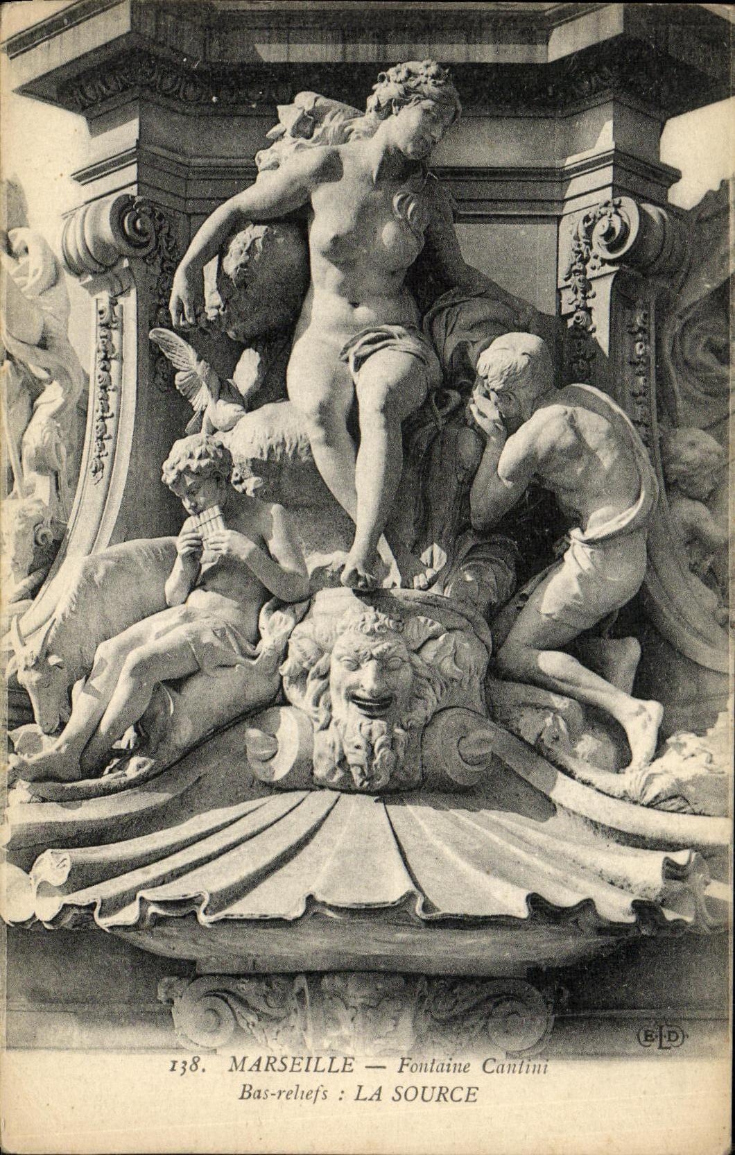 CPA Marseille Fontaine Cantini Bas reliefs la source