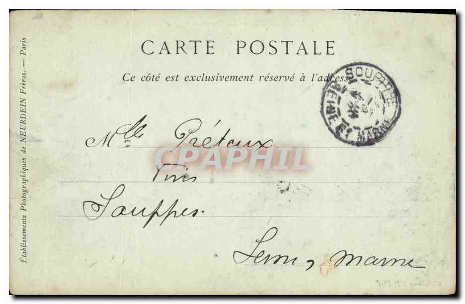 CPA Marseille La Bourse et la Rue Cannebiere Tramways — Rückseite