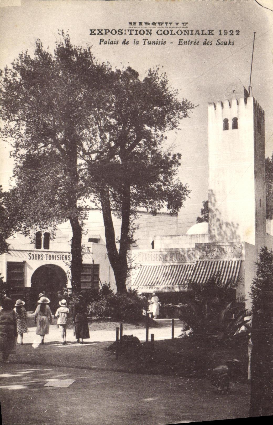CPA Marseille Exposition Coloniale Palais de la Tunisie Entree des Souks