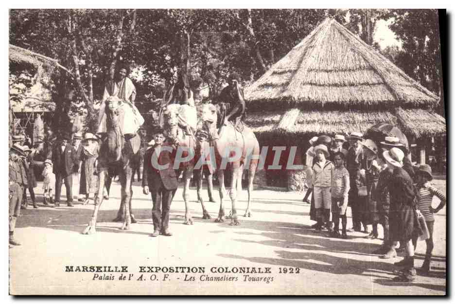 CPA Marseille Exposition Coloniale Palais de l A O F Les Chameliers Touaregs