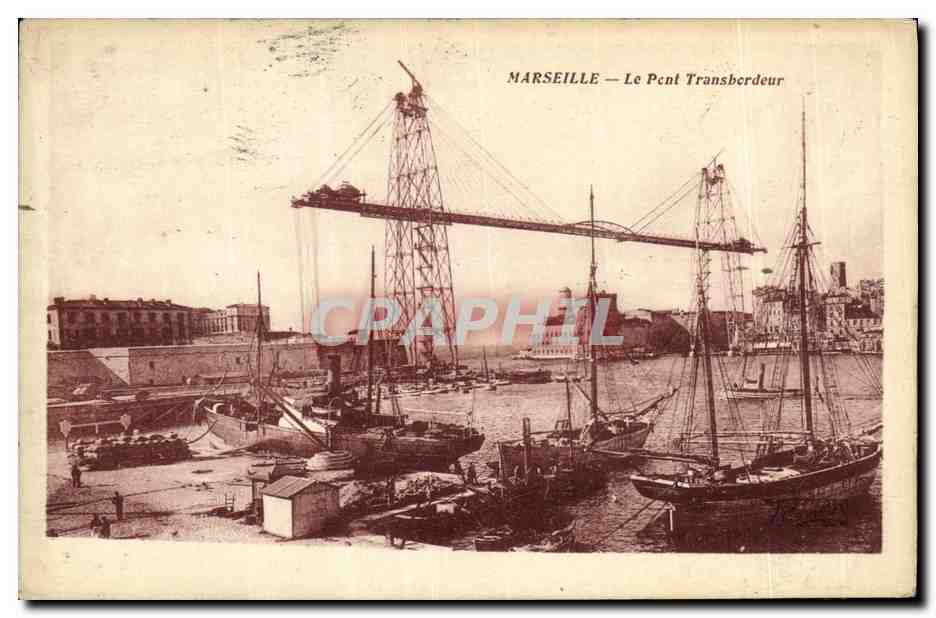 CPA Marseille Le Pont Transbordeur Bateaux