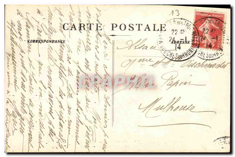 CPA Marseille Sous la Neige Fontaine Estragin  — Rückseite