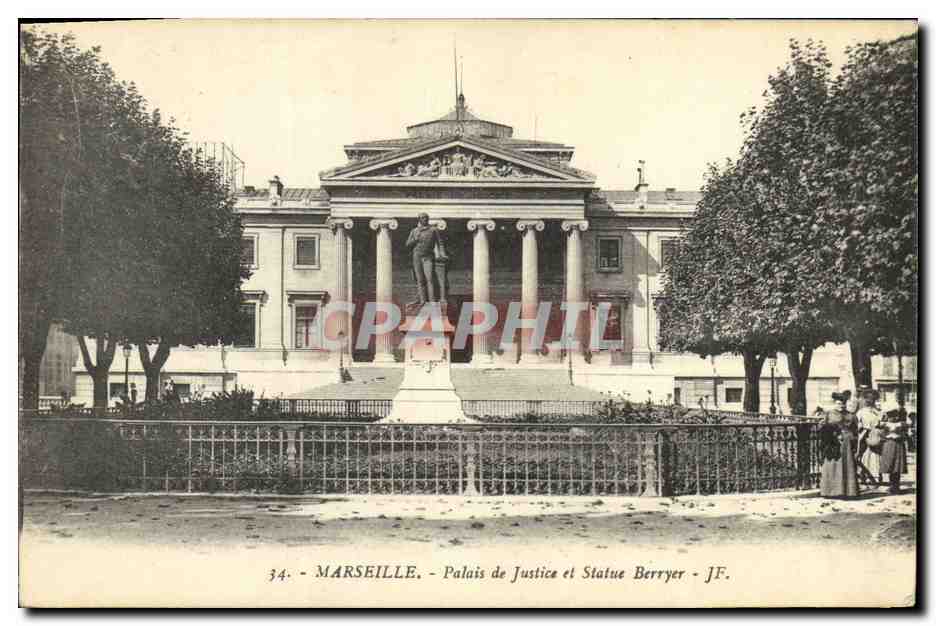 CPA Marseille Palais de Justice et Statue Berryer
