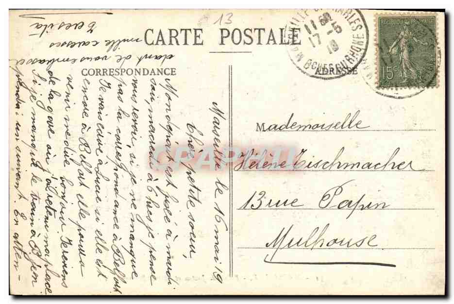 CPA Marseille Palais de Justice et Statue Berryer — Rückseite
