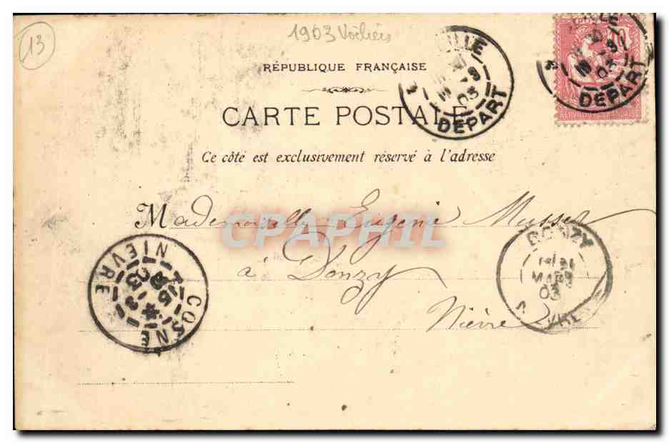 CPA Marseille Le vieux port et Notre Dame De La Garde Bateaux — Verso