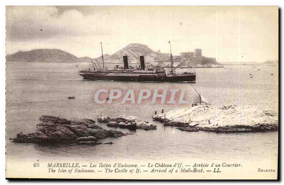CPA Marseille Les Ilettes d Endoume Le Chateau d If Arrivee d Un Courrier Bateau