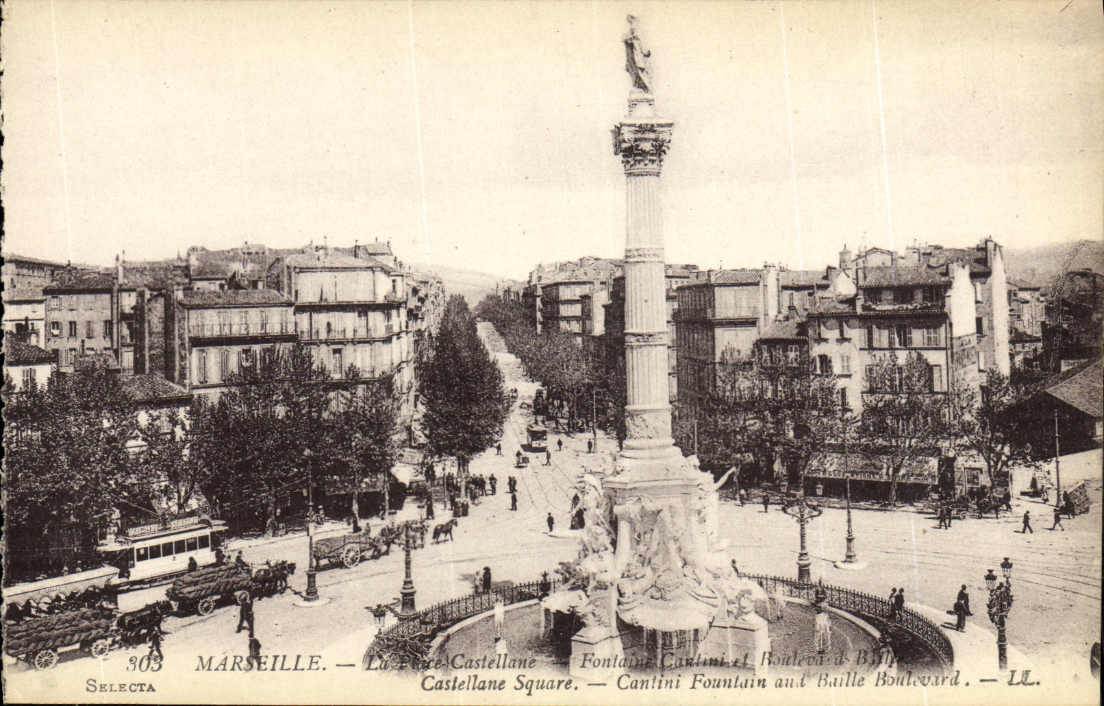 CPA Marseille La place Castellane Fontaine Cantini
