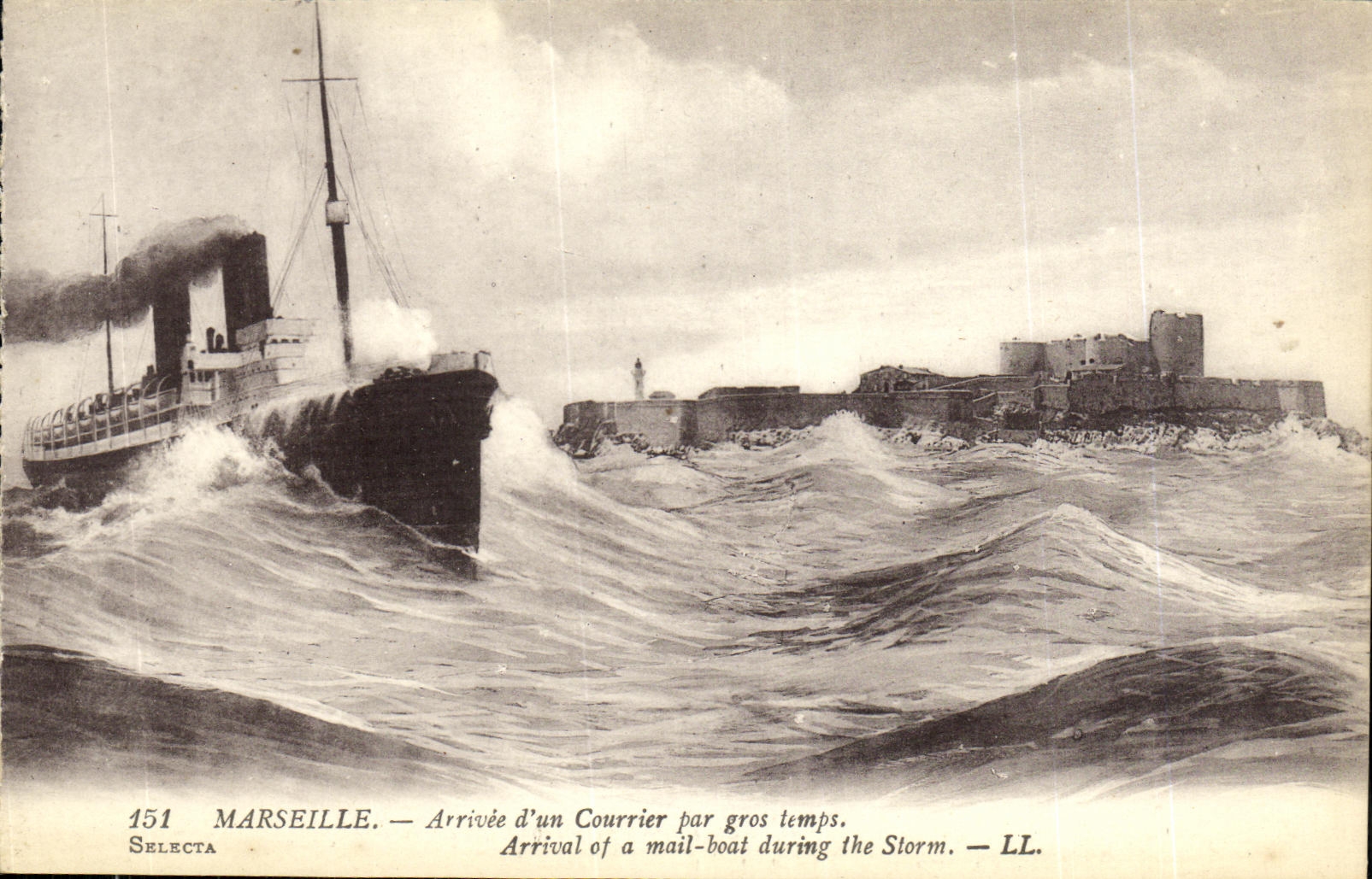 CPA Marseille Arrivee d Un Courrier Par Gros Temps Bateau
