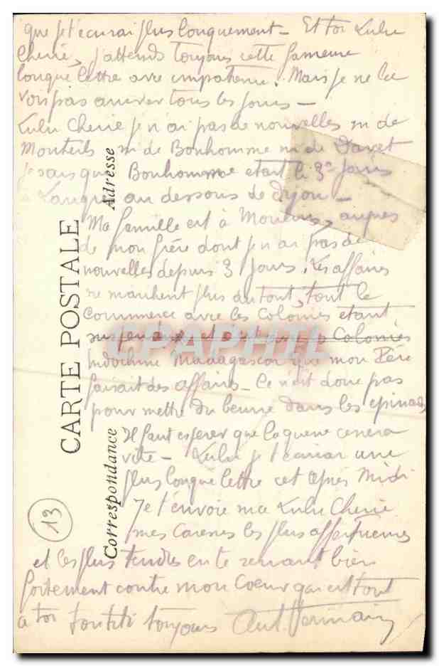 CPA Marseille La Chateau du Pharo Bateau  — Rückseite