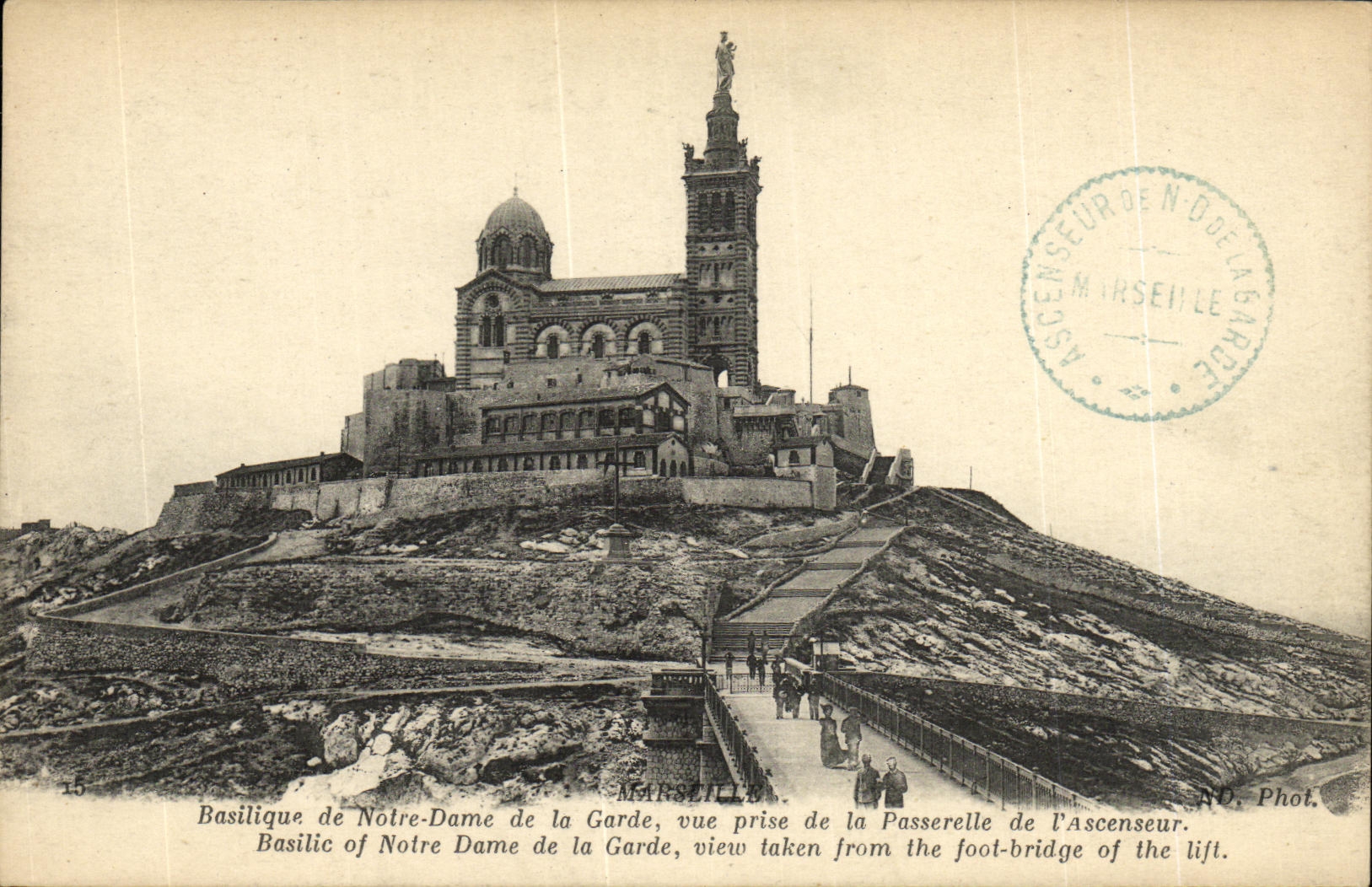 CPA Marseille Basilique de Notre Dame La Garde Vue Prise de la Passerelle de l ascenseur