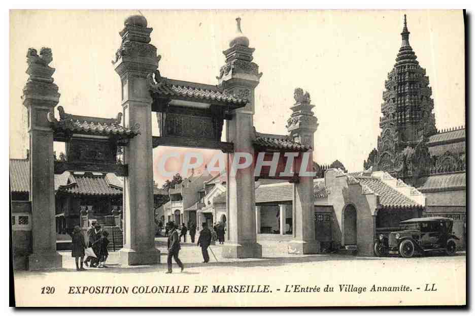 CPA Marseille Exposition Coloniale De L Entree du Village Annamite