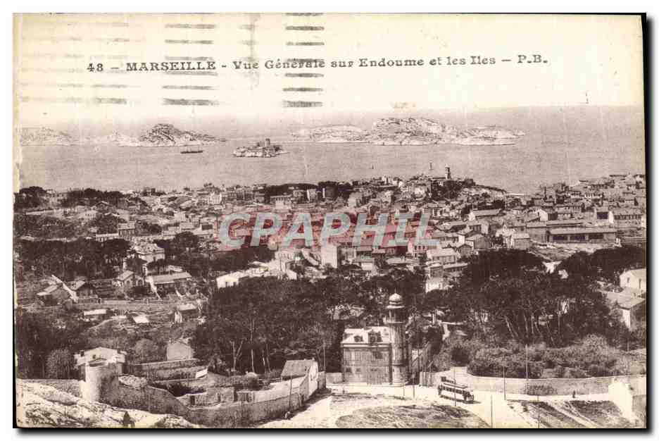 CPA Marseille Vue Generale Sur Endoume et les Iles