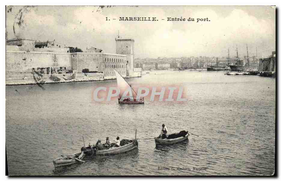 CPA Marseile Entree du Port Bateaux