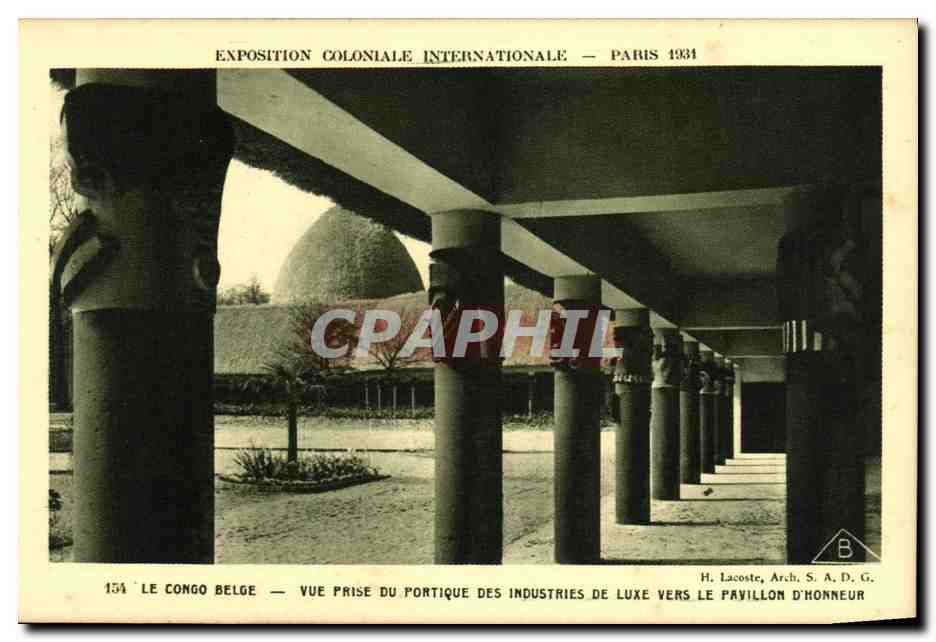 Le Congo Belge — Vue prise du portique des Industries de Luxe vers le Pavillon d'Honneur — Exposition Coloniale Internationale — Paris 1931