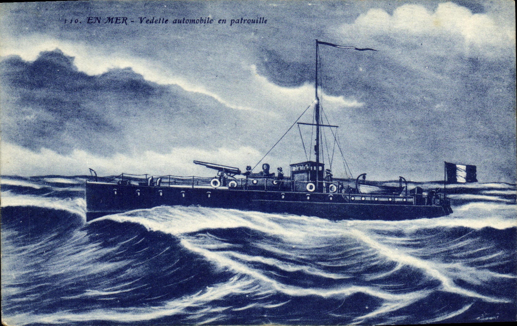 CPA Bateau Guerre En Mer Vedette automobile en patrouille