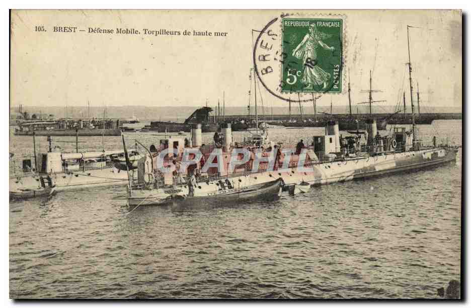 BREST — Défense Mobile, Torpilleurs de haute mer — éditeur inconnu, n° 105