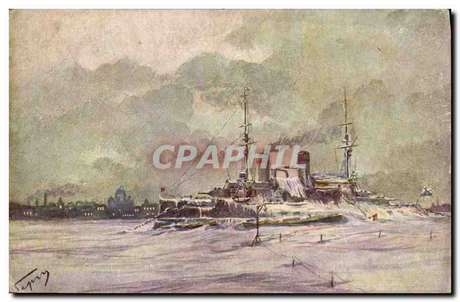 CPA Bateau Guerre Russie Russia