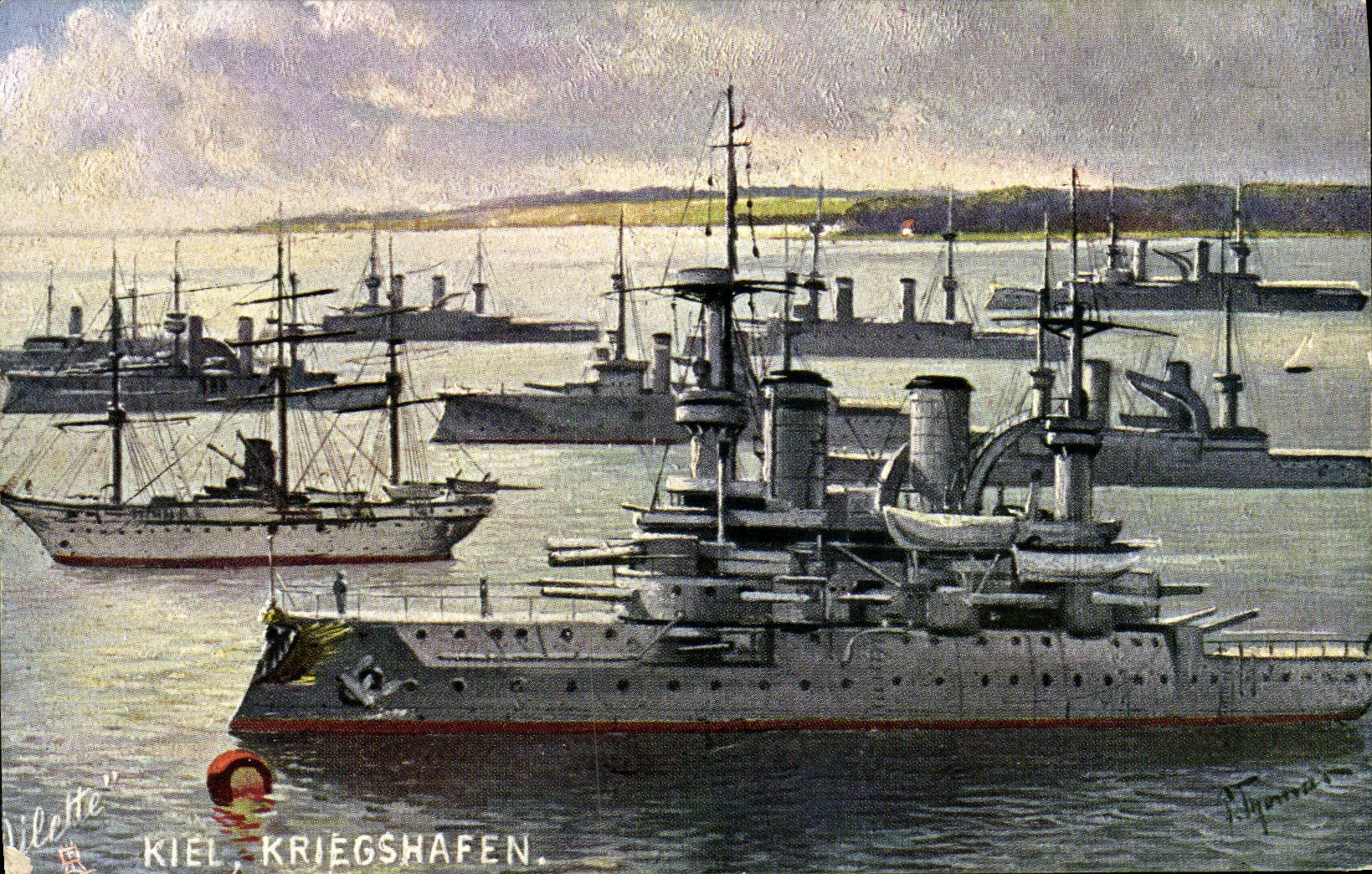 CPA Bateau Guerre Kiel Kriegshafen
