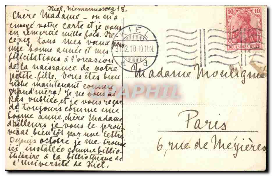 CPA Bateau Guerre Kiel Kriegshafen  — Verso