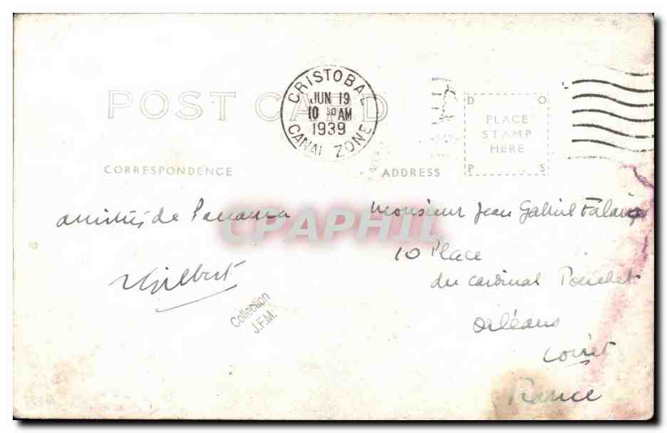 CARTE PHOTO Bateau Guerre USA Aircraft Carrier in Miraflores Lock Porte Avions — Rückseite