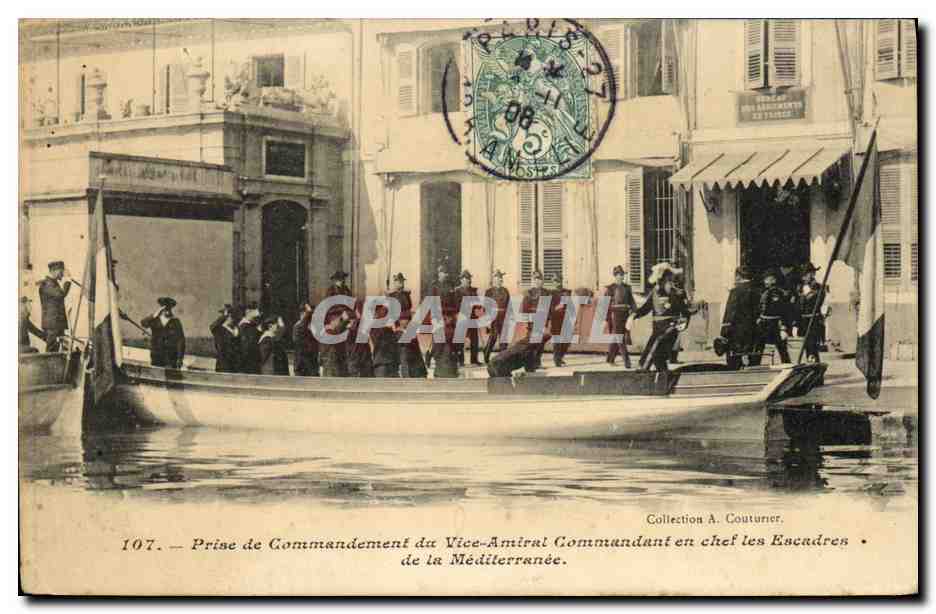 CPA Bateau Guerre Prise de Commandement du Vice Amiral Commandant en chef les Escadres de la Mediterranee 