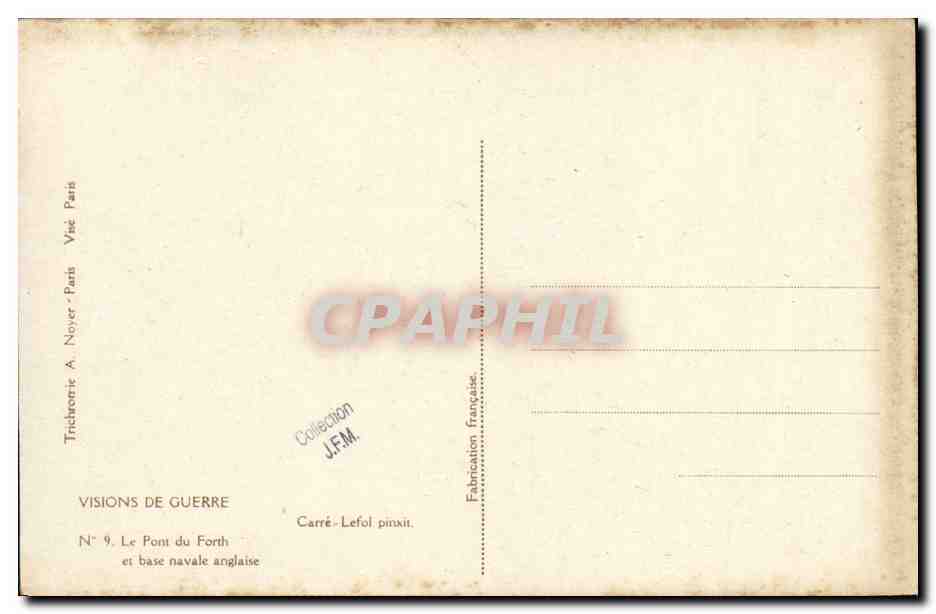 Pont du Forth — base navale anglaise — Trichlorie A. Nover, Paris — Verso