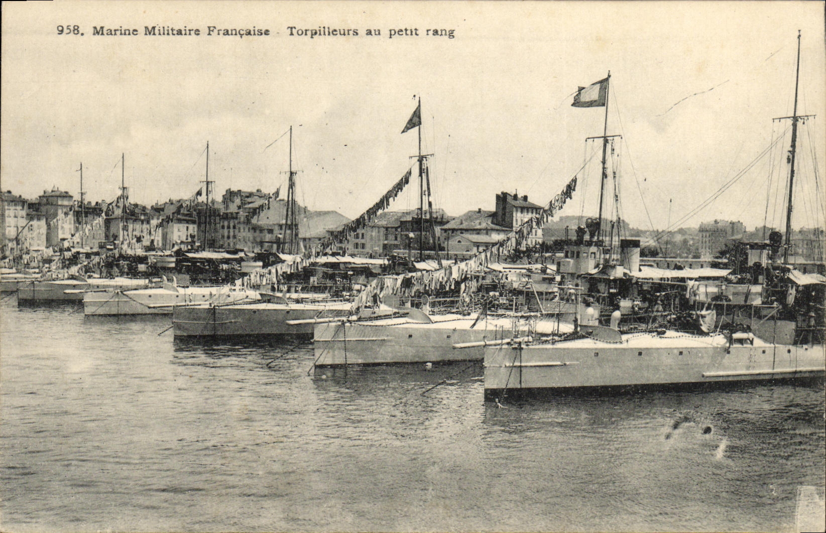 Marine Militaire Française - Torpilleurs au petit rang — éditeur Ateliers de Phototypie Guende Marseille, n° 958