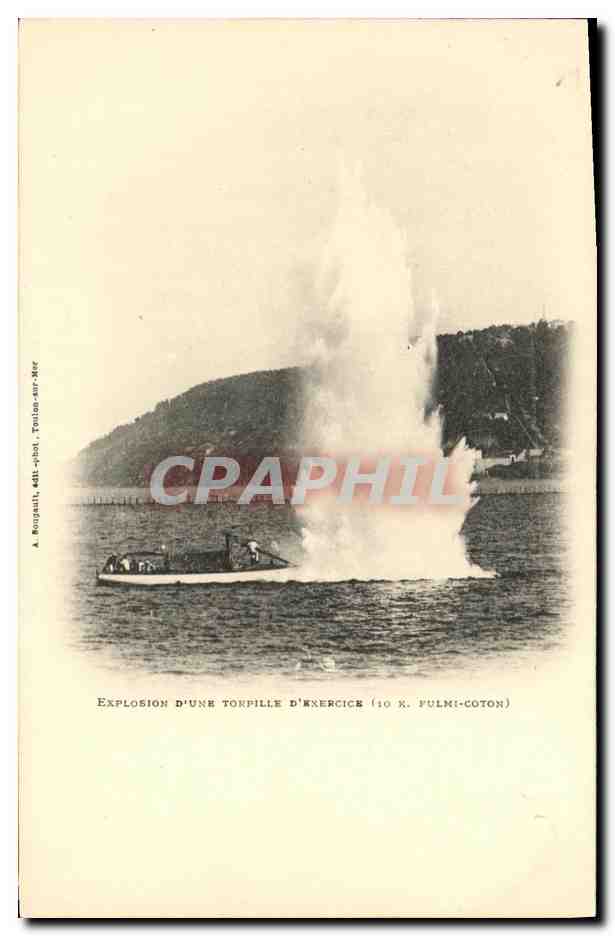 CPA Bateau Guerre Explosion d Une Torpille d Exercice 10k fulmi coton 