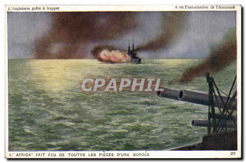 CPA Bateau Guerre L Africa Fait Feu De Toutes Les Pieces D Une Bordee