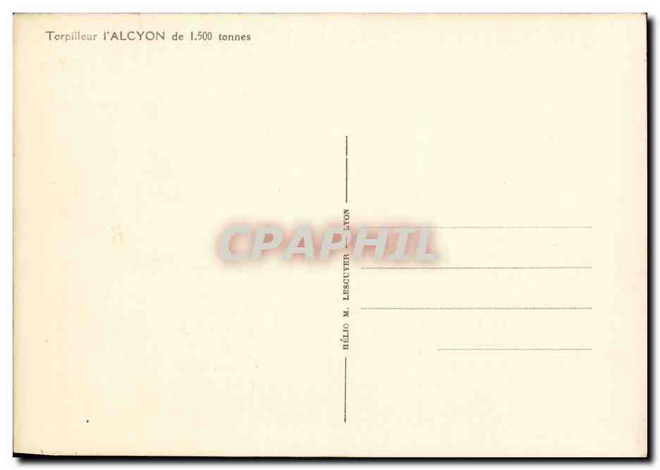 CPA Bateau Guerre Alcyon — Verso