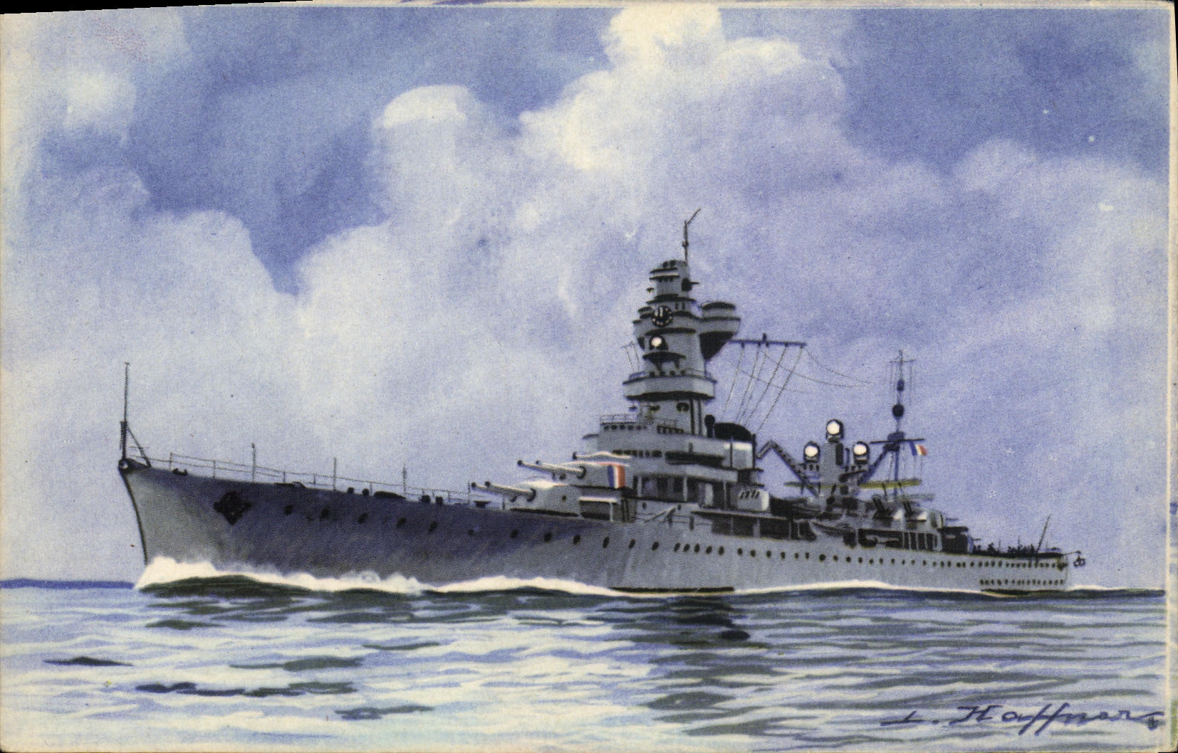 CPA Bateau Guerre Croiseur de 1ere clasee Algerie Haffner