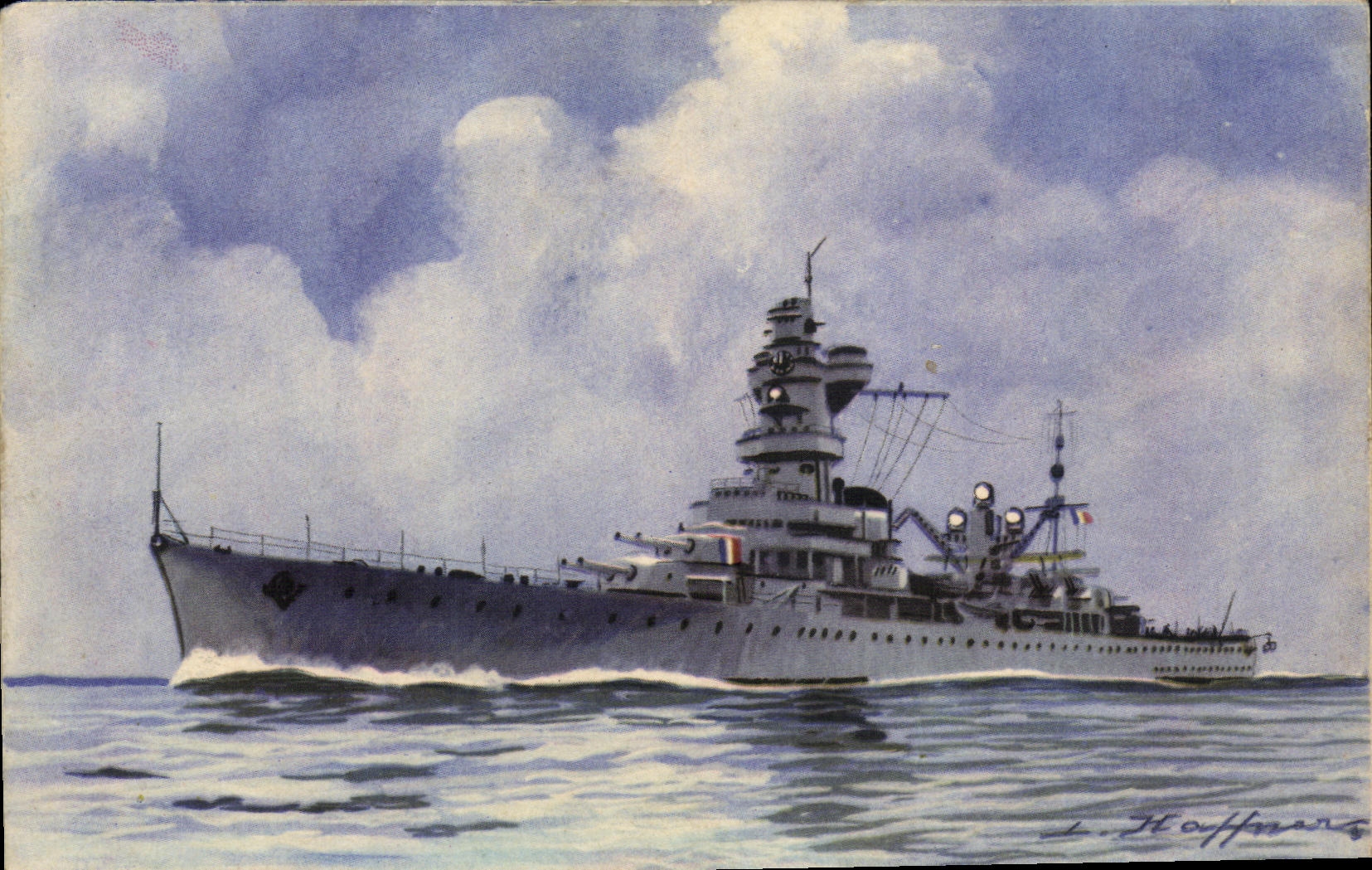 CPA Bateau Guerre Croiseur de 1ere clasee Algerie Haffner